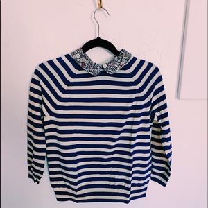 J Crew Striped and Floral collared sweater